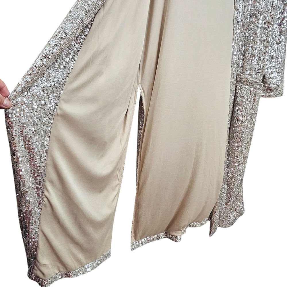 BB DAKOTA Nwot Silver Sequin Showstoper By Steve Madden Duster/Jacket - Picture 14 of 17